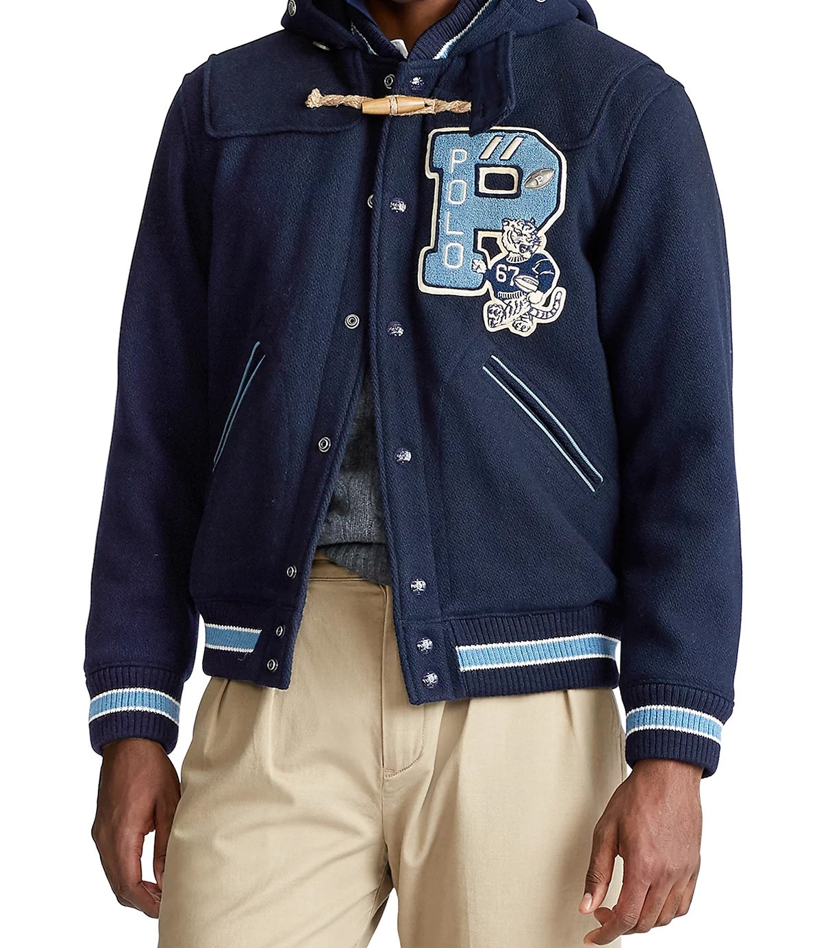 2XL Polo Ralph Lauren Navy BKLYN Tiger Letterman Toggle Varsity Jacket - Flashy Deals Store