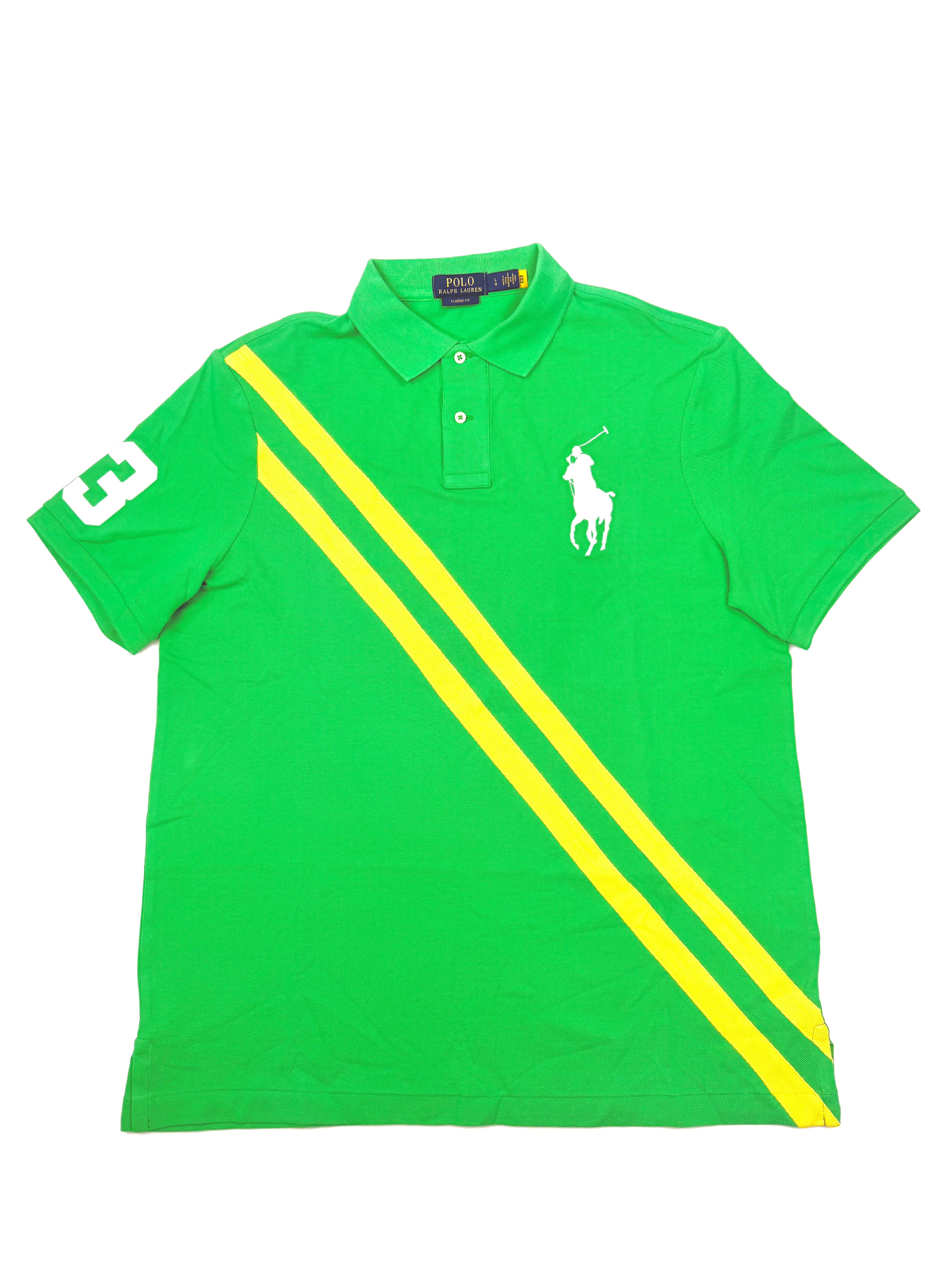 Polo Ralph Lauren Big Pony "SQ" 3 Classic Fit Green Mesh Polo Shirt - Flashy Deals Store