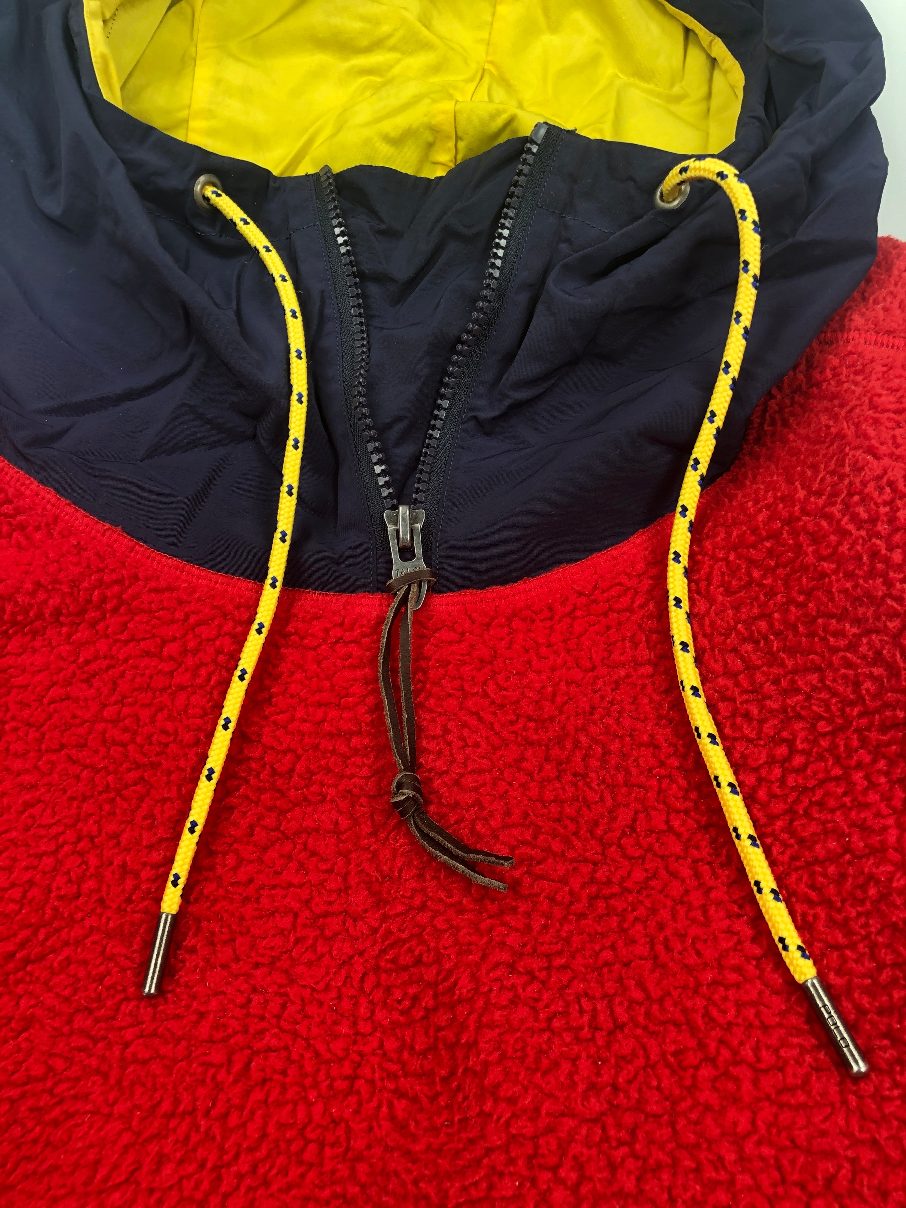 POLO RALPH LAUREN RED HI TECH FLEECE HOODY FRONT POCKET HYBRID SWEATSHIRT - Flashy Deals Store