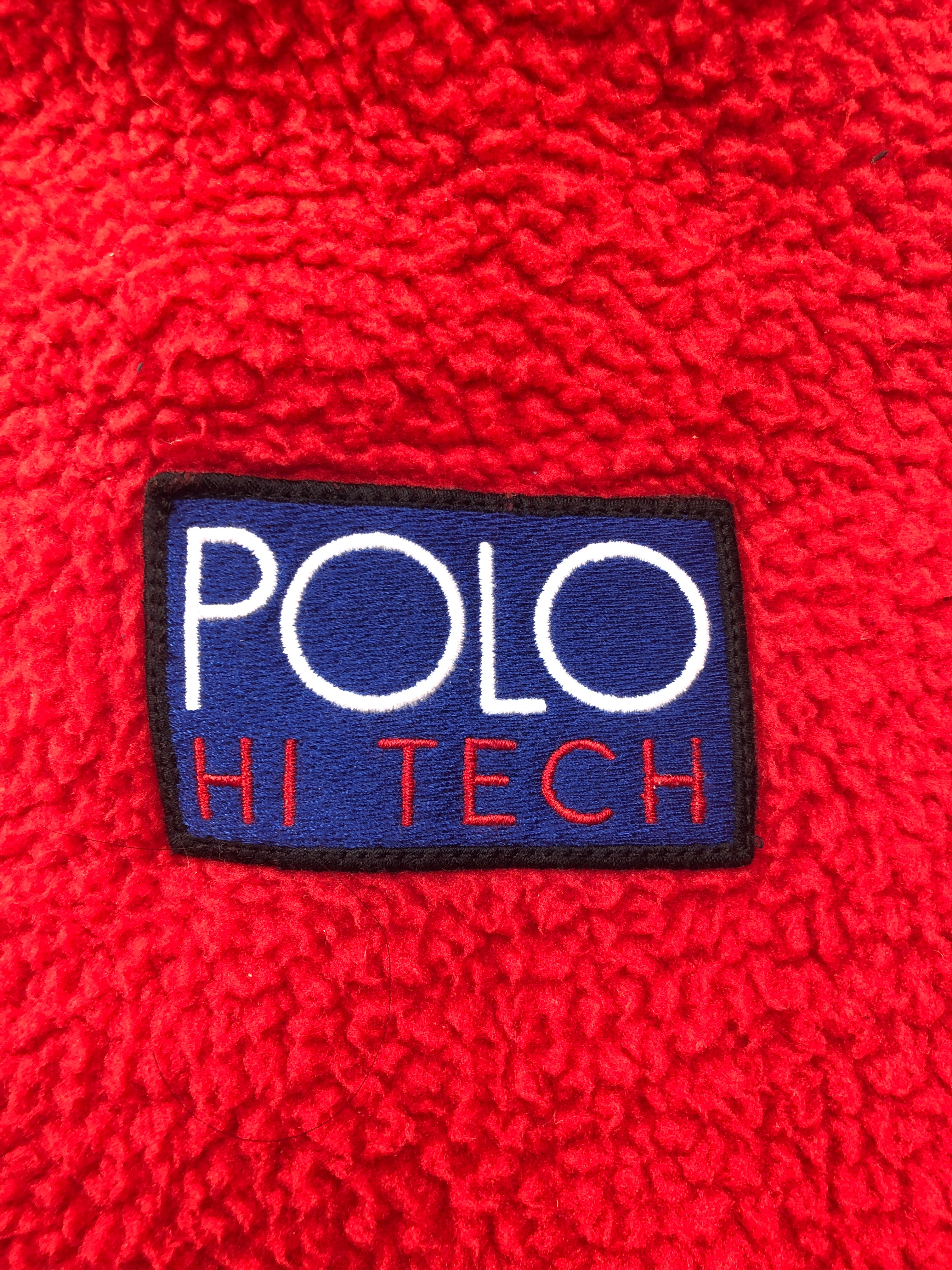 POLO RALPH LAUREN RED HI TECH FLEECE HOODY FRONT POCKET HYBRID SWEATSHIRT - Flashy Deals Store