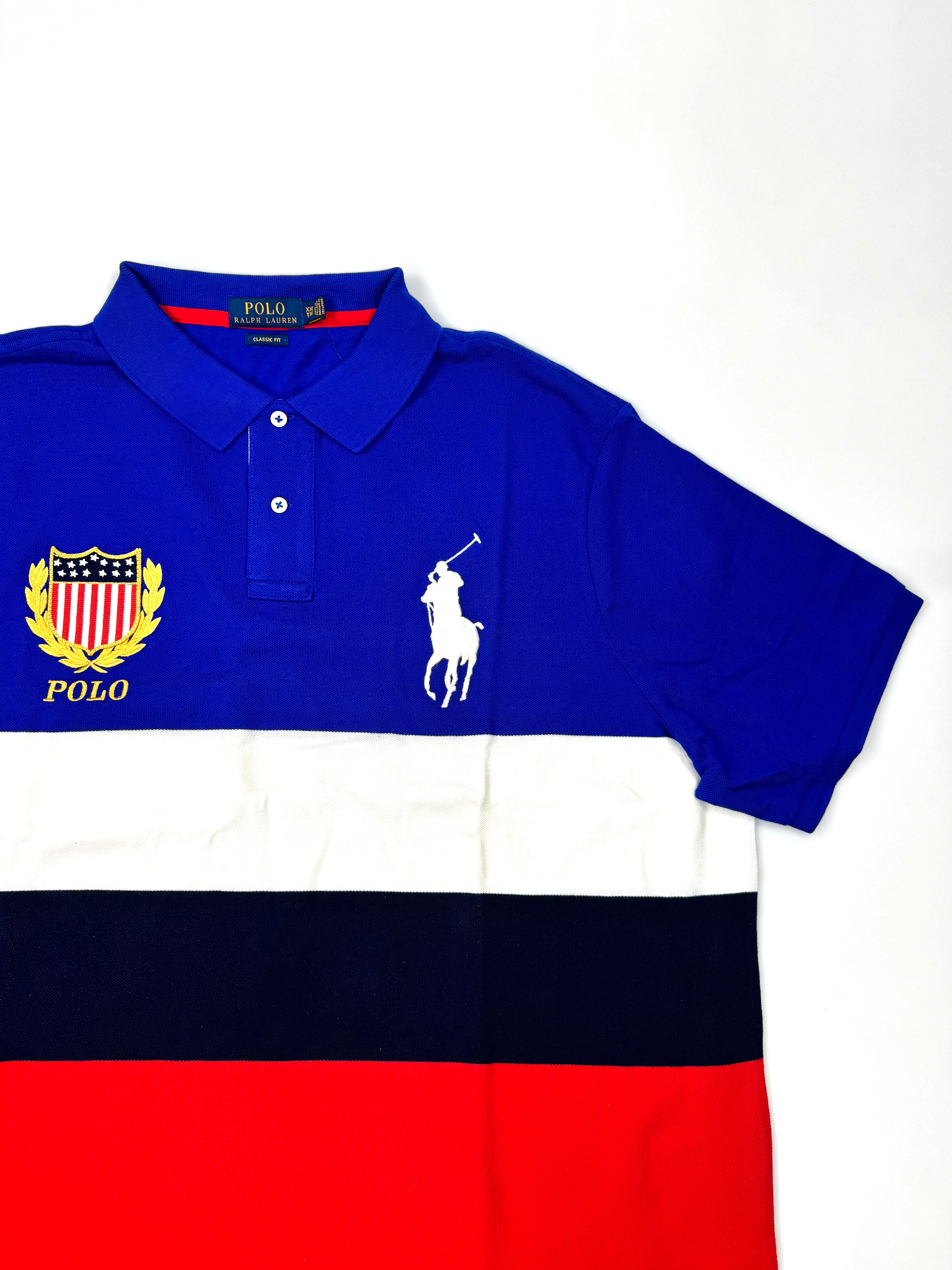 2XL Polo Ralph Lauren Classic Fit Shield Rugby Royal Multi Mesh Polo Shirt - Flashy Deals Store