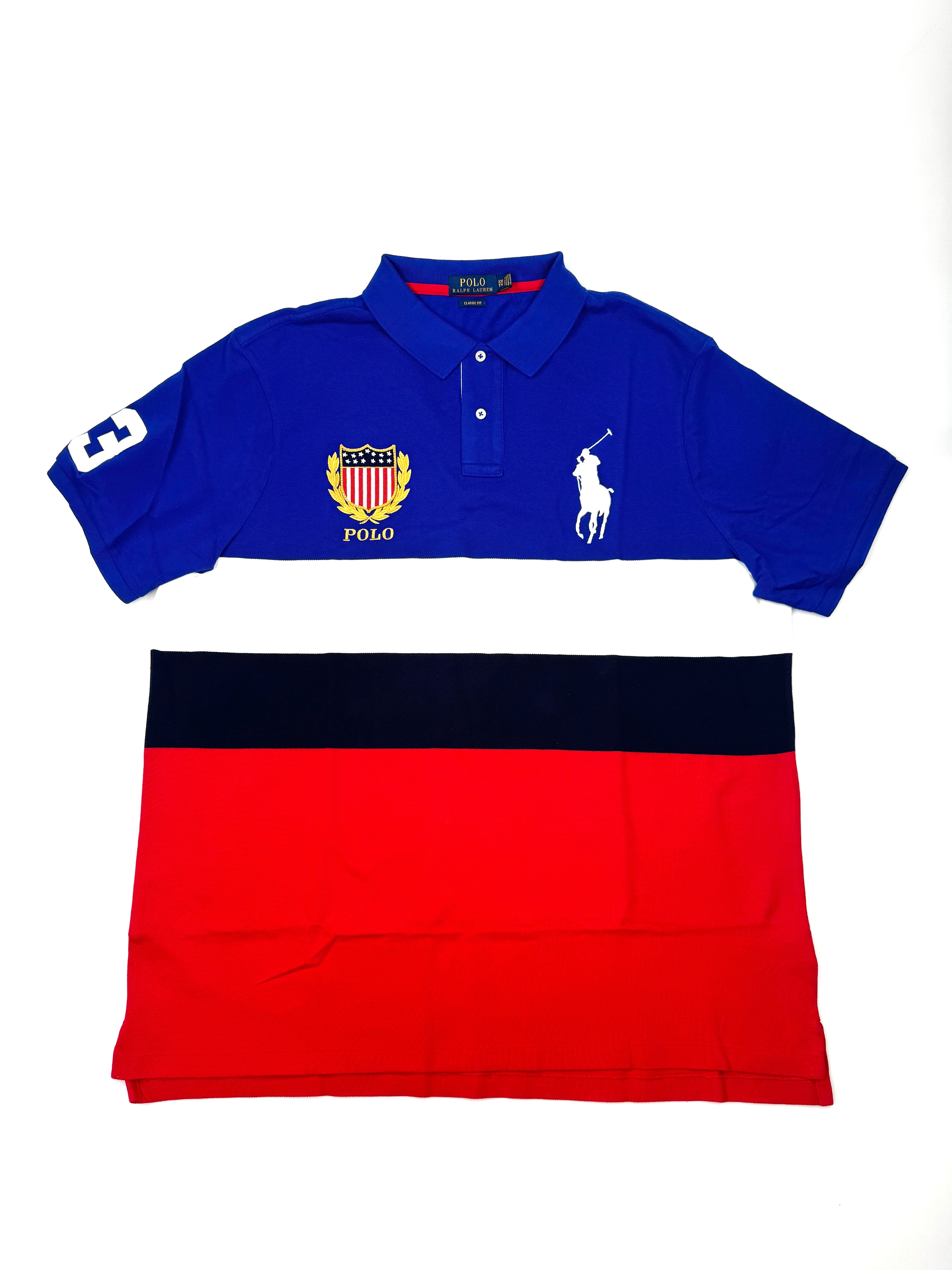 2XL Polo Ralph Lauren Classic Fit Shield Rugby Royal Multi Mesh Polo Shirt - Flashy Deals Store