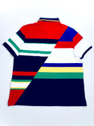 POLO RALPH LAUREN CLASSIC FIT DIAGONAL CUT NAVY MULTI STRIPED MESH POLO SHIRT - Flashy Deals Store