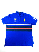 POLO RALPH LAUREN CLASSIC FIT RUGBY BLUE NAUTICAL STRIPE MESH POLO SHIRT - Flashy Deals Store