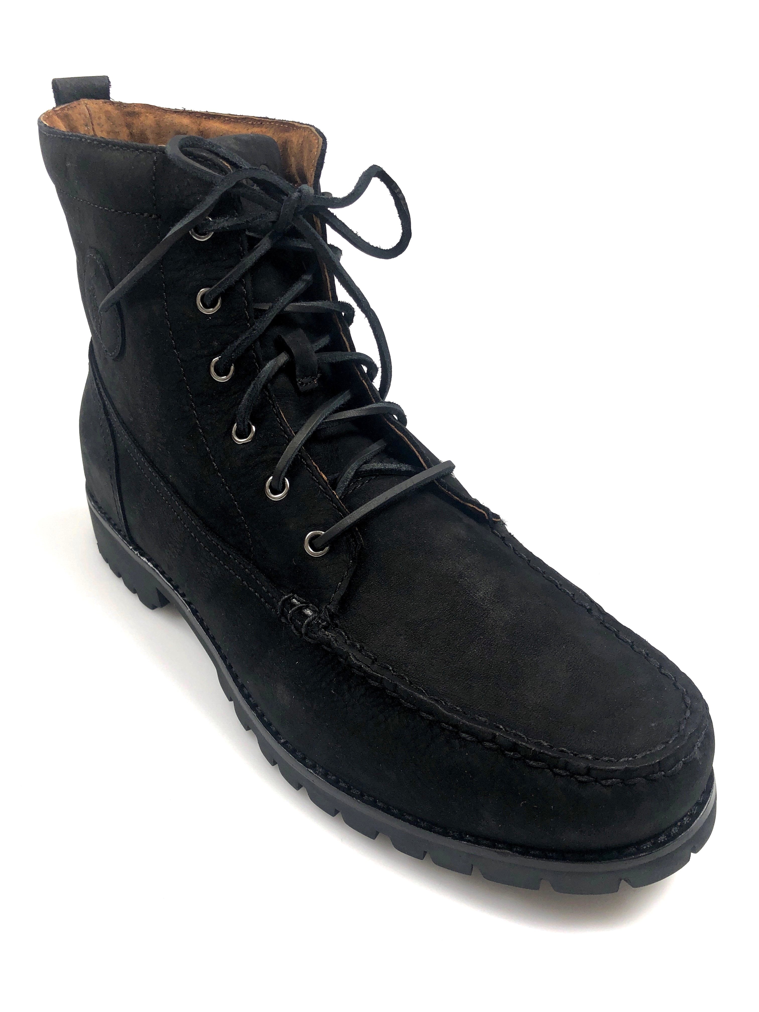 POLO RALPH LAUREN RODWAY NUBUCK BLACK ANKLE HIKING BOOTS - Flashy Deals Store