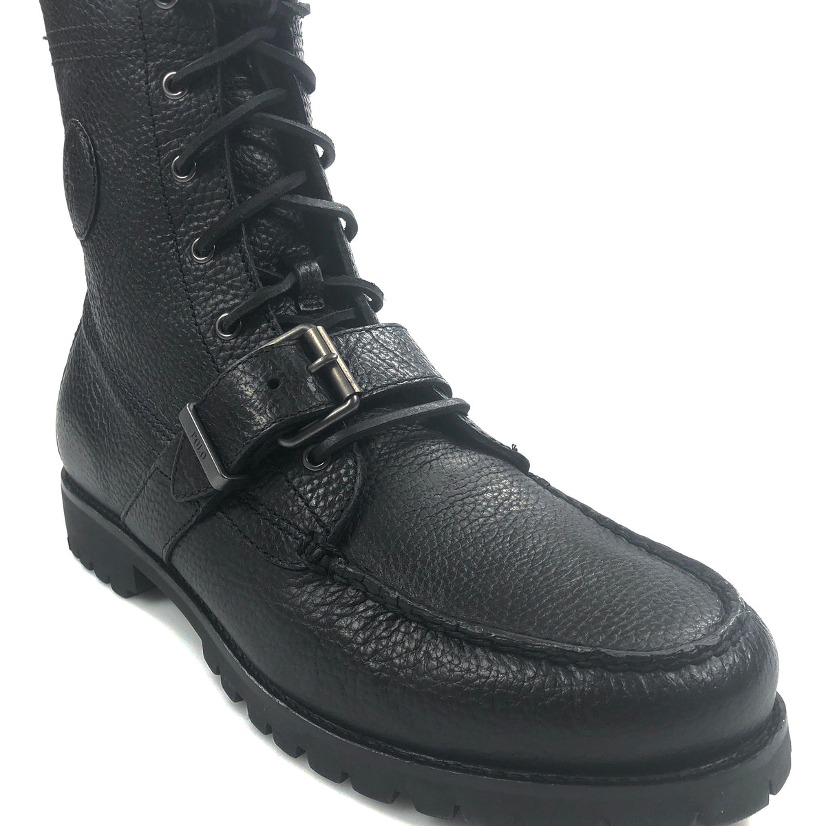 Polo Ralph Lauren Ranger Men\'s Boots Black Lace Up Moc Toe Combat Lug Sole Sz 12 Polo Ralph Lauren Ranger Black Lace up Buckle Boots Size 46  main image 3