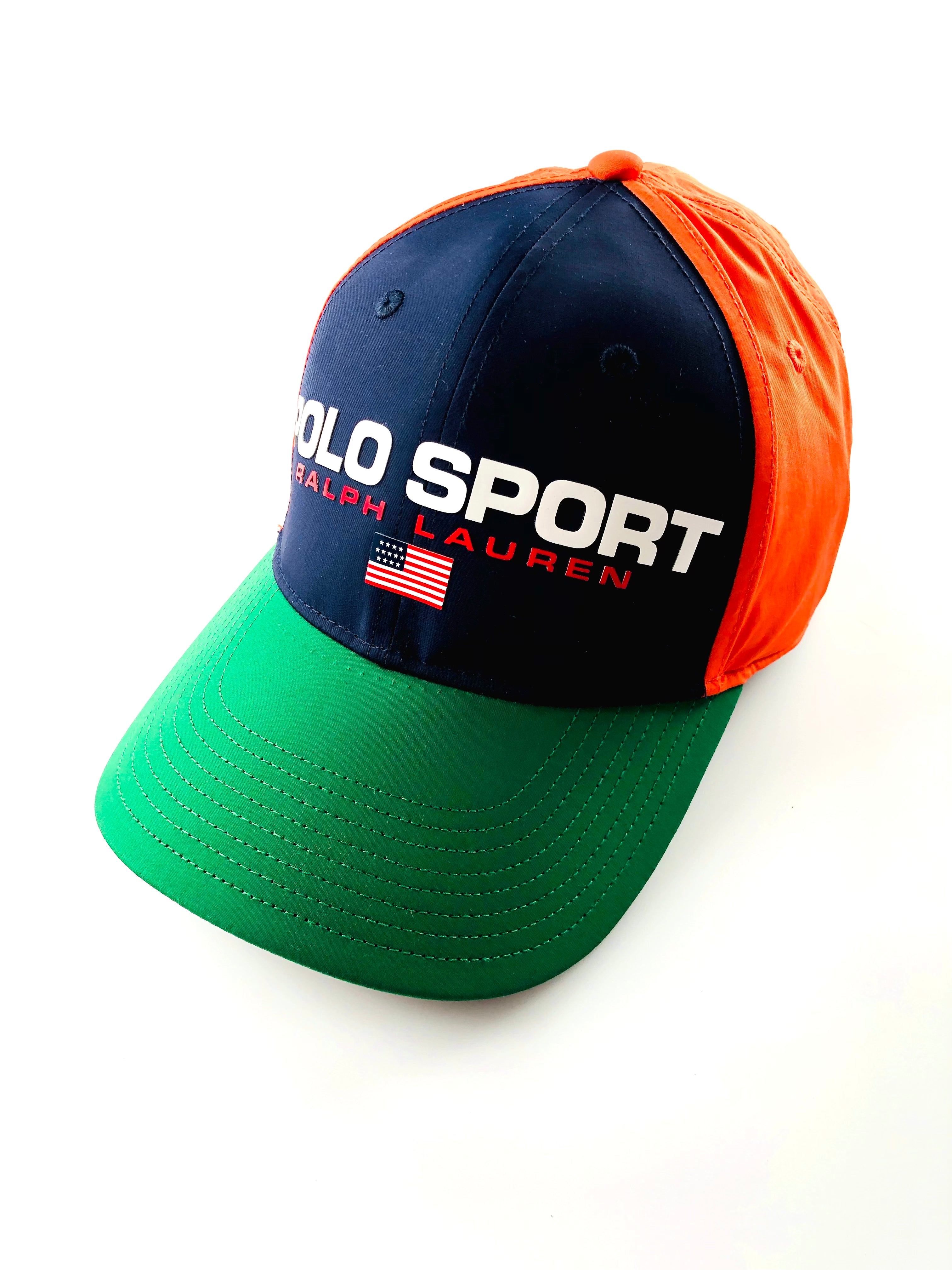 POLO RALPH LAUREN M POLO SPORT2 MULTI ORANGE GREEN NAVY HAT - Flashy Deals Store
