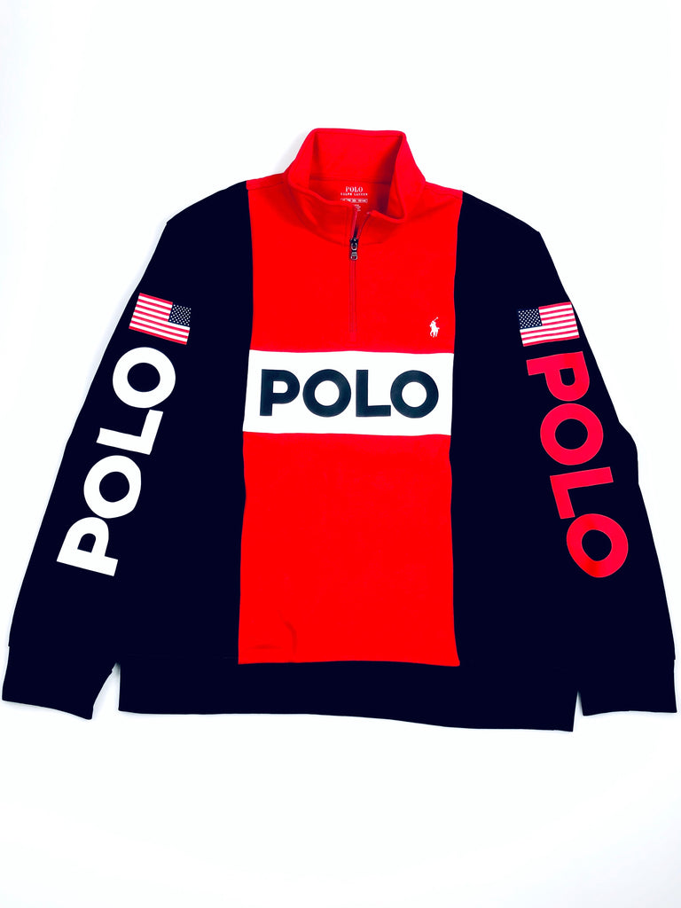 POLO RALPH LAUREN POLO SPELL OUT COLORBLOCKED SWEATSHIRT - Flashy Deals Store