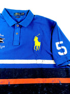 POLO RALPH LAUREN CLASSIC FIT RUGBY BLUE NAUTICAL STRIPE MESH POLO SHIRT - Flashy Deals Store