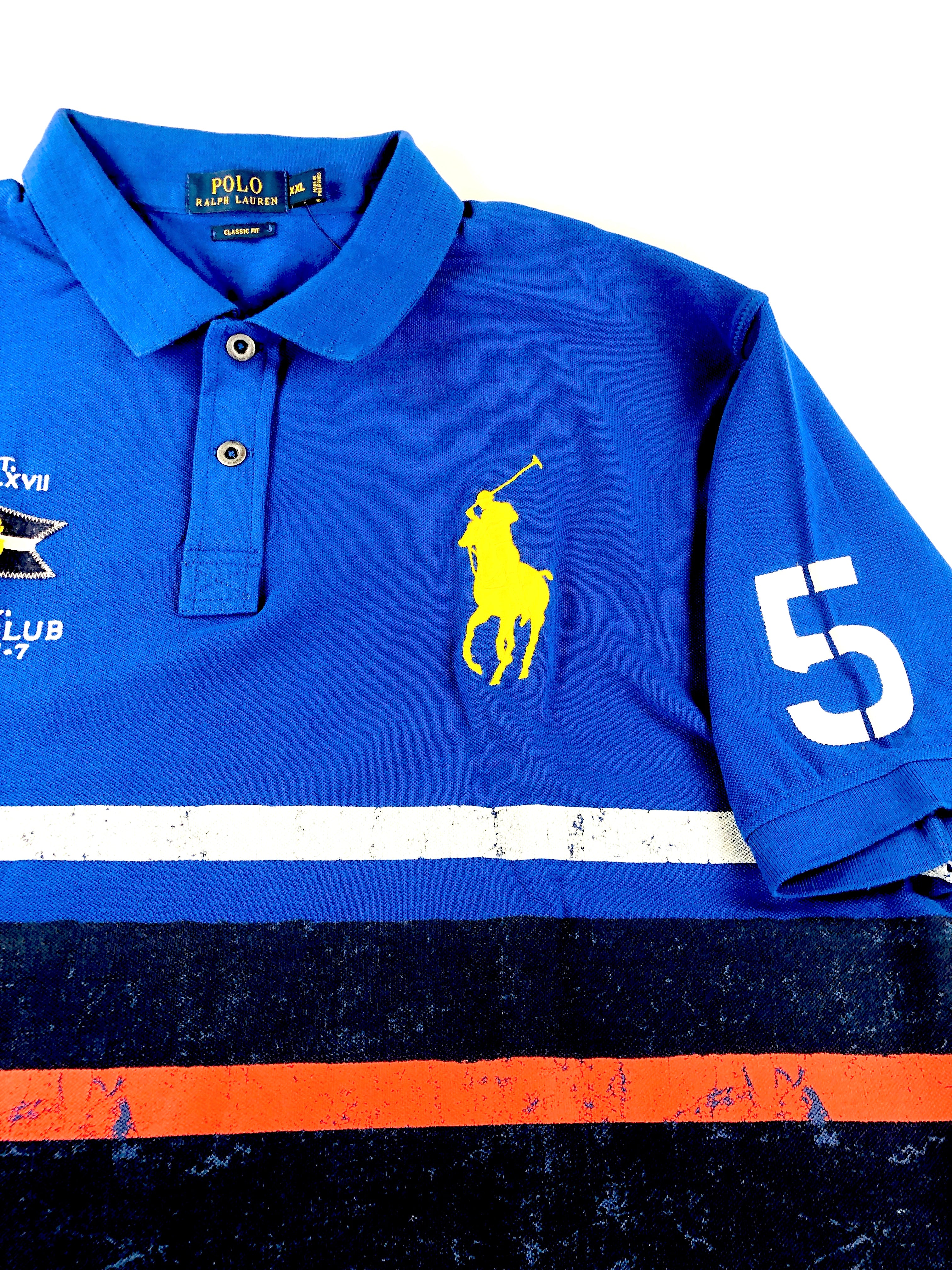 POLO RALPH LAUREN CLASSIC FIT RUGBY BLUE NAUTICAL STRIPE MESH POLO SHIRT - Flashy Deals Store