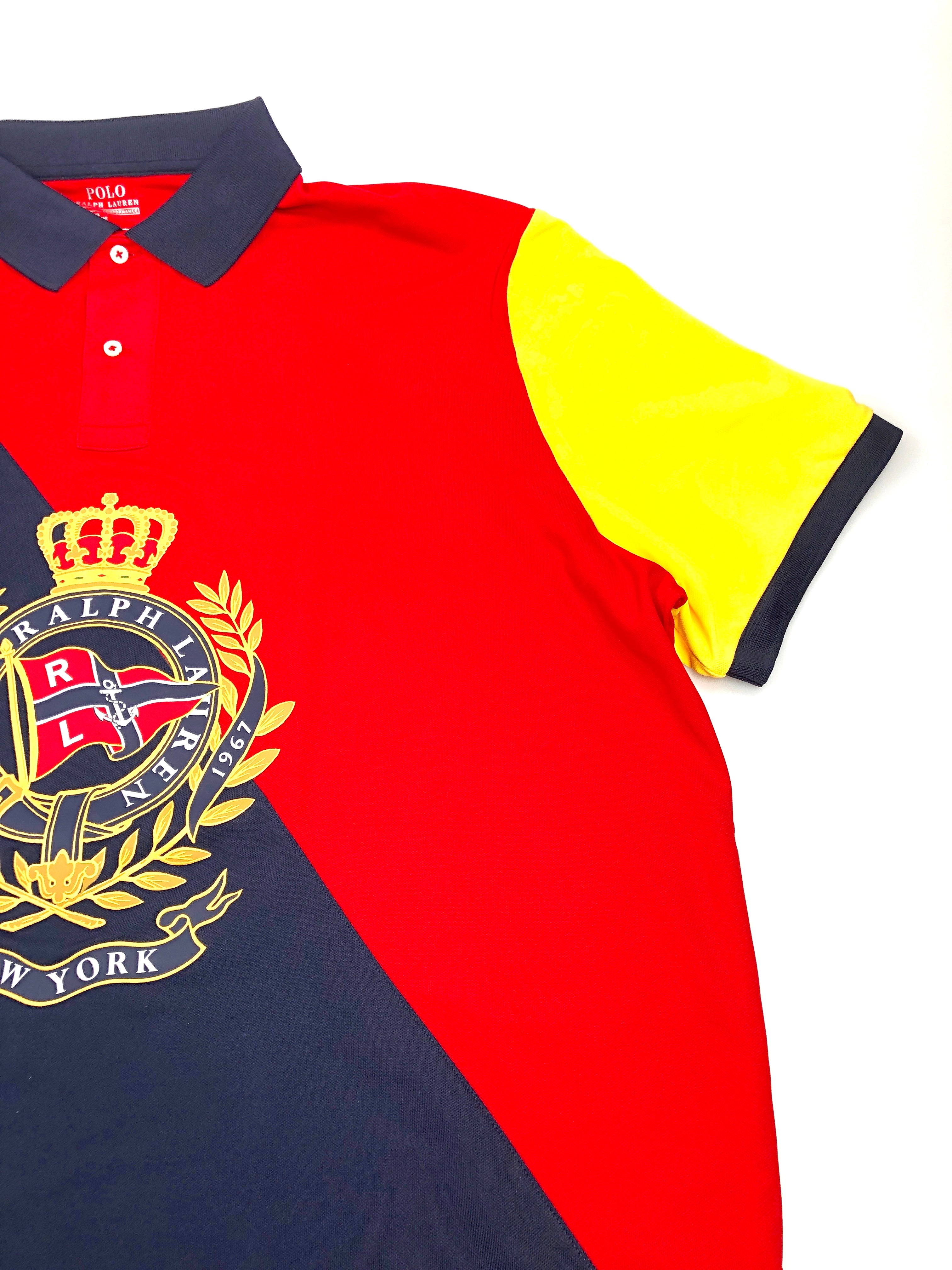 POLO RALPH LAUREN NAUTICAL FLAG CLASSIC FIT STRETCH MESH COLORBLOCKED POLO SHIRT - Flashy Deals Store