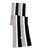 POLO RALPH LAUREN STRIPED MERINO-BLEND GREY / BLACK / CREAM NECK WRAP WOOL SCARF - Flashy Deals Store