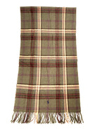 POLO RALPH LAUREN DEEP LODEN PLAID WOOL BLANKET NECK WRAP SCARF - Flashy Deals Store