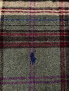 POLO RALPH LAUREN DEEP LODEN PLAID WOOL BLANKET NECK WRAP SCARF - Flashy Deals Store