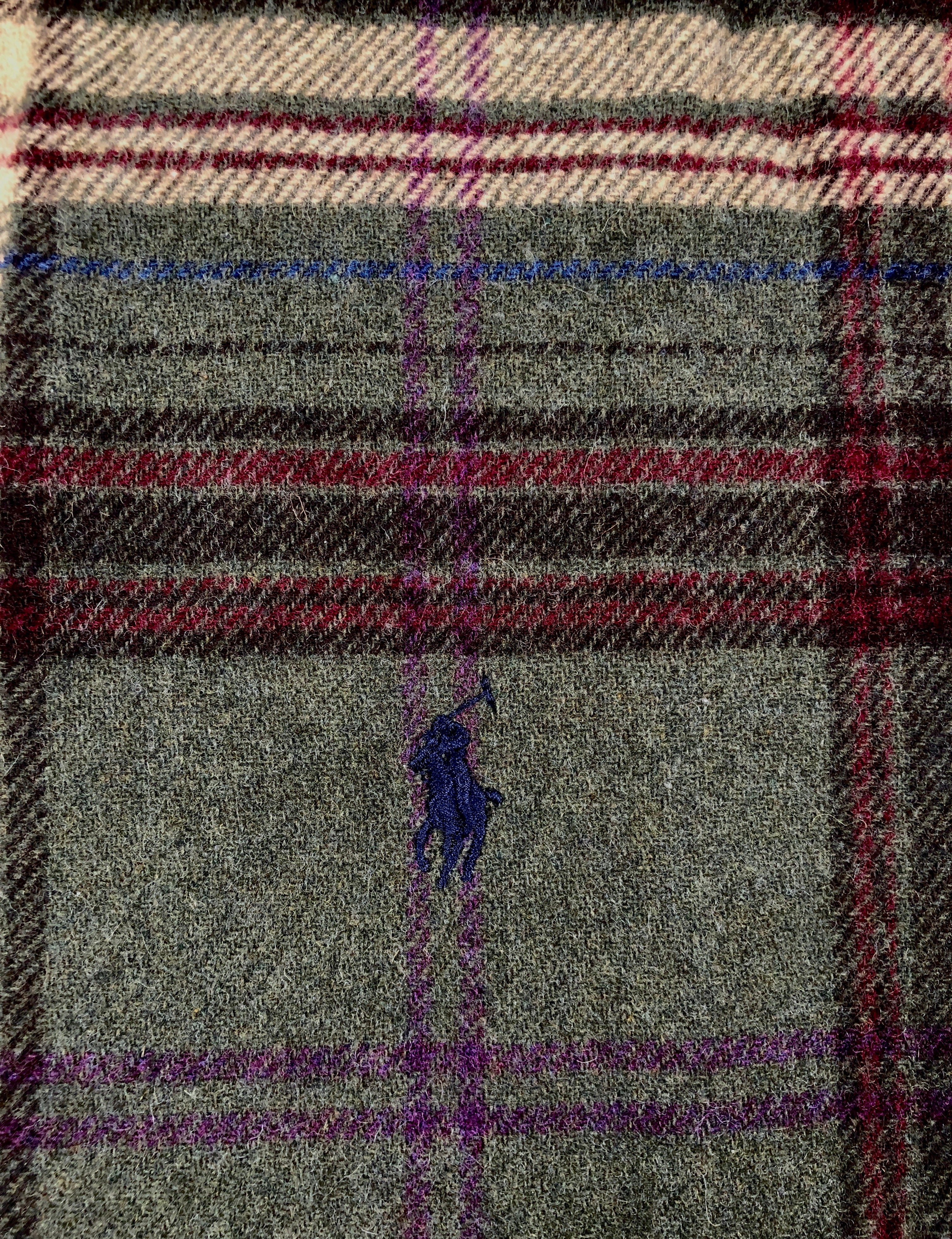 POLO RALPH LAUREN DEEP LODEN PLAID WOOL BLANKET NECK WRAP SCARF - Flashy Deals Store