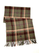 POLO RALPH LAUREN DEEP LODEN PLAID WOOL BLANKET NECK WRAP SCARF - Flashy Deals Store