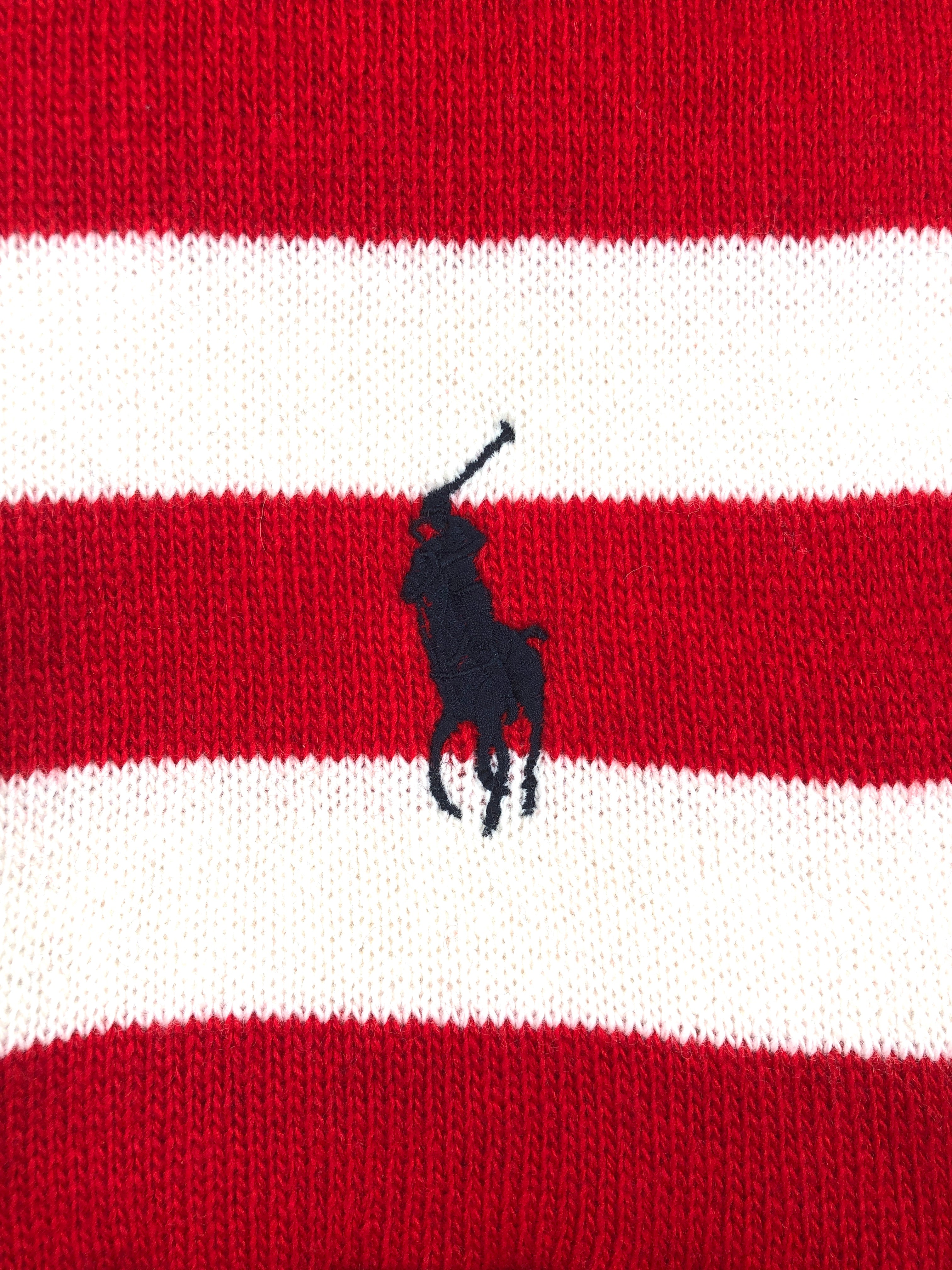 POLO RALPH LAUREN STRIPED OLYMPICS WOOL NECK WRAP NAVY/RED/CREAM WOOL SCARF - Flashy Deals Store