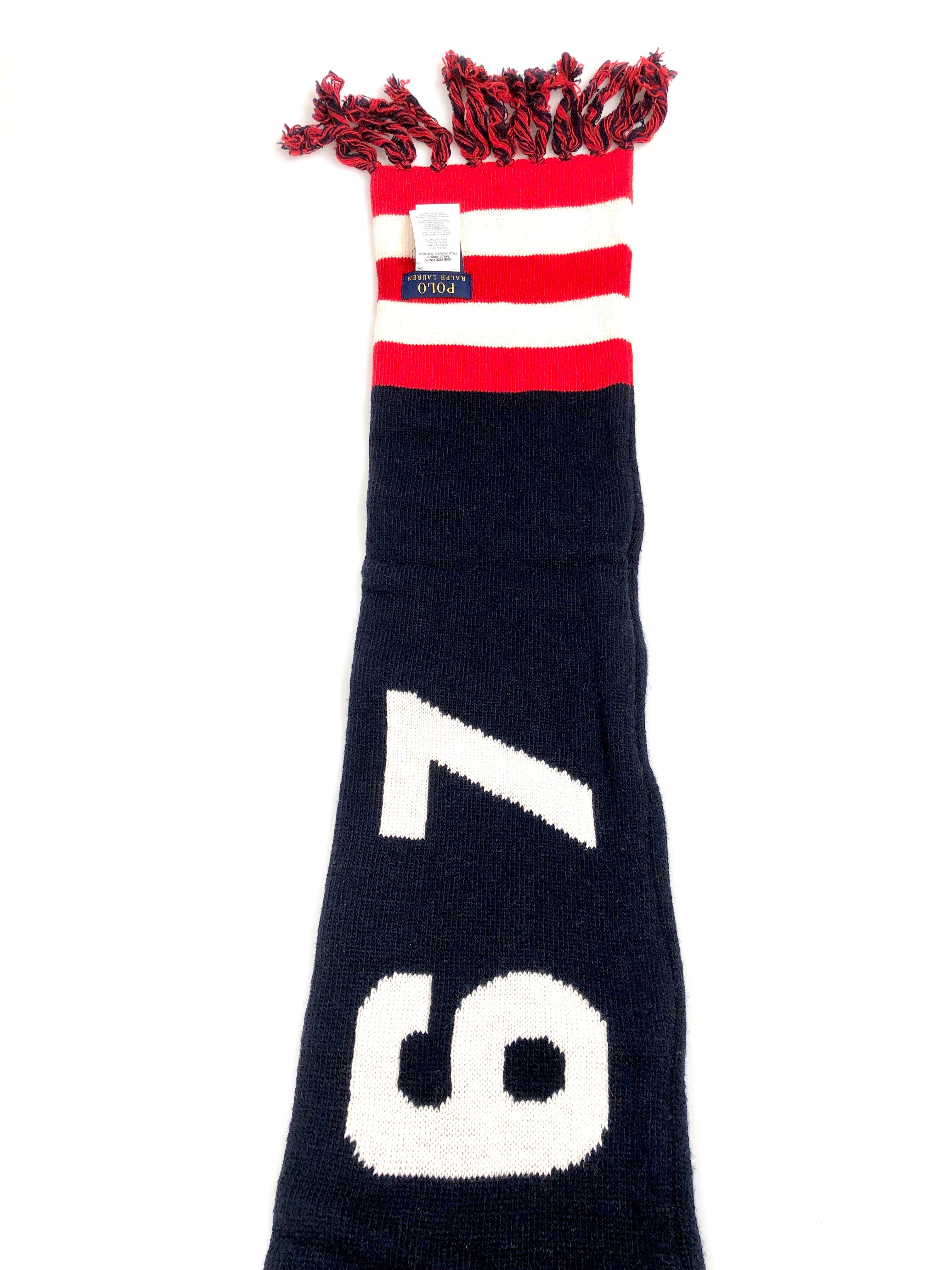 POLO RALPH LAUREN STRIPED OLYMPICS WOOL NECK WRAP NAVY/RED/CREAM WOOL SCARF - Flashy Deals Store