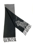 POLO RALPH LAUREN MERINO WOOL BLACK / GREY BIG PONY BLACK SCARF - Flashy Deals Store