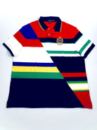 POLO RALPH LAUREN CLASSIC FIT DIAGONAL CUT NAVY MULTI STRIPED MESH POLO SHIRT - Flashy Deals Store