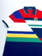 POLO RALPH LAUREN CLASSIC FIT DIAGONAL CUT NAVY MULTI STRIPED MESH POLO SHIRT - Flashy Deals Store