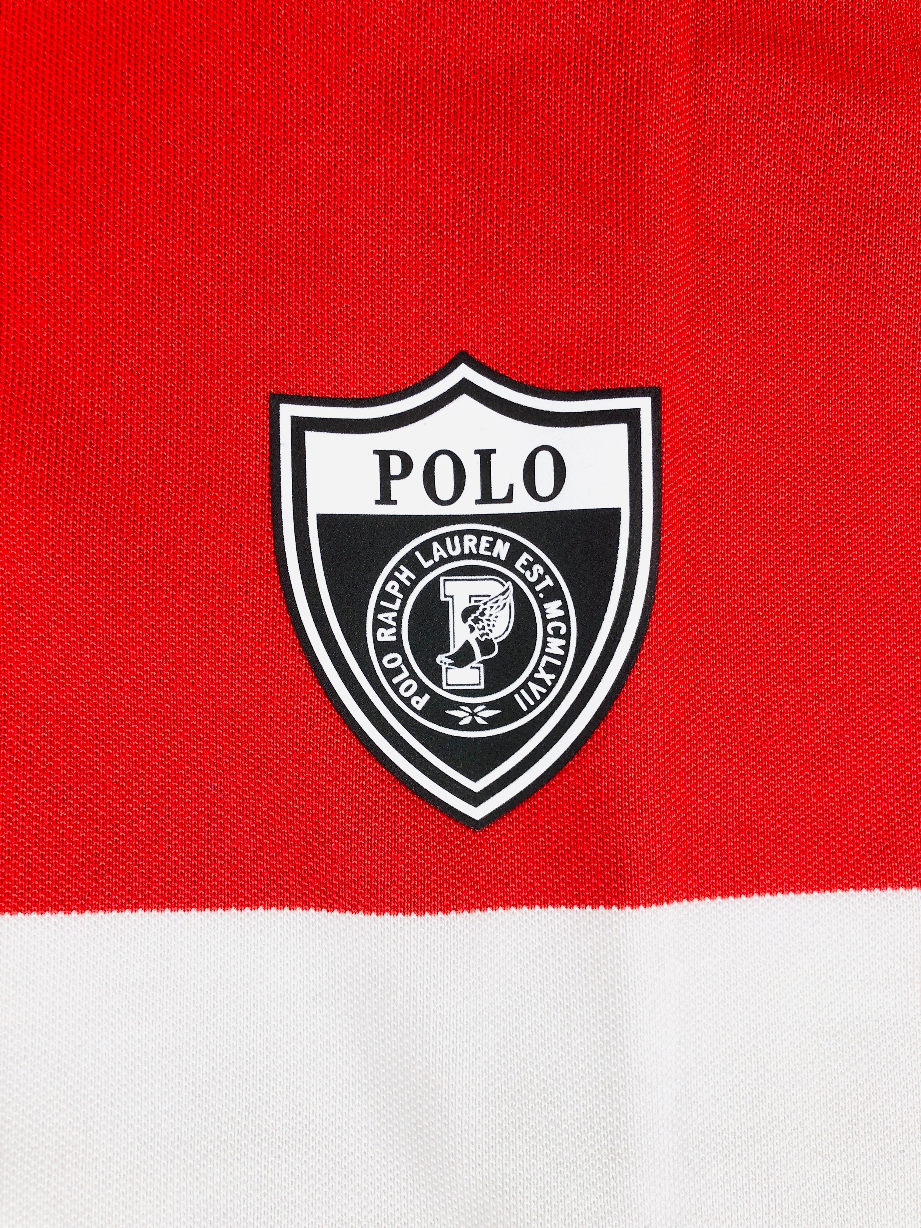 POLO RALPH LAUREN PWING SHIELD PATCH RED MULTI PERFORMANCE POLO SHIRT - Flashy Deals Store