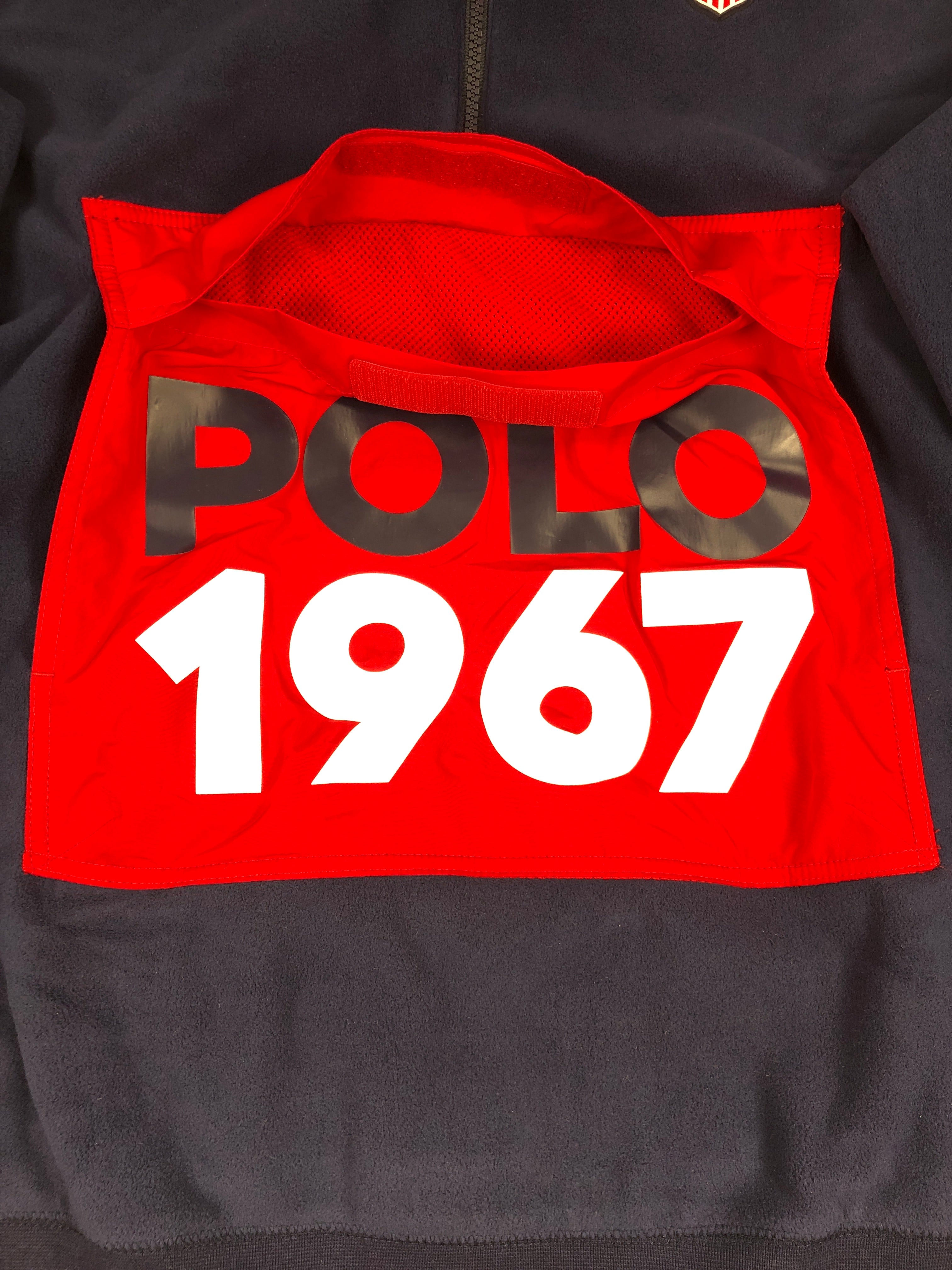 2XL Polo Ralph Lauren USA Flag Shield POLO 1967 Front Pouch Fleece Pullover Sweatshirt - Flashy Deals Store