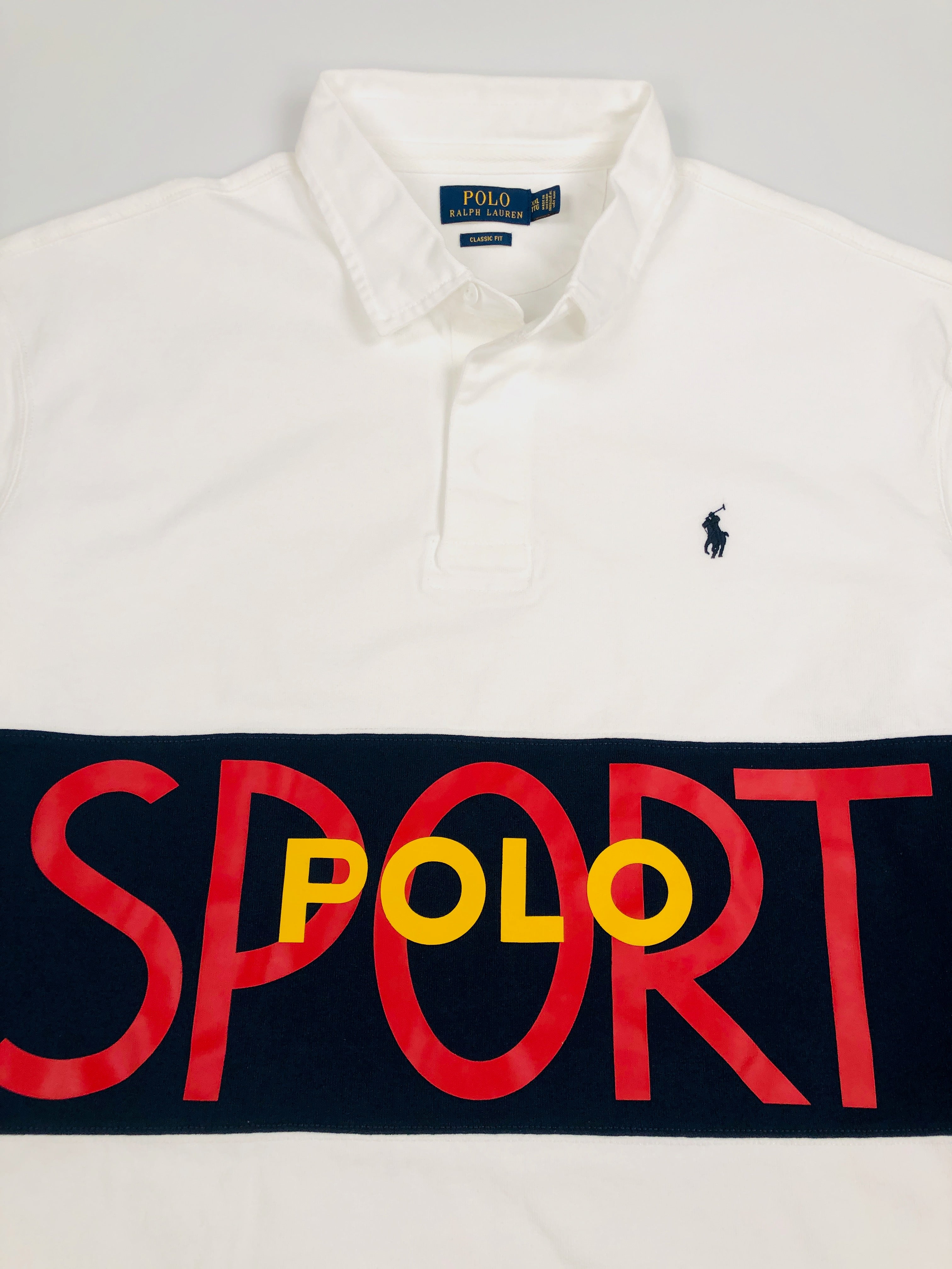 2XL Polo Ralph Lauren Classic Fit Polo Sport White Rugby Shirt - Flashy Deals Store