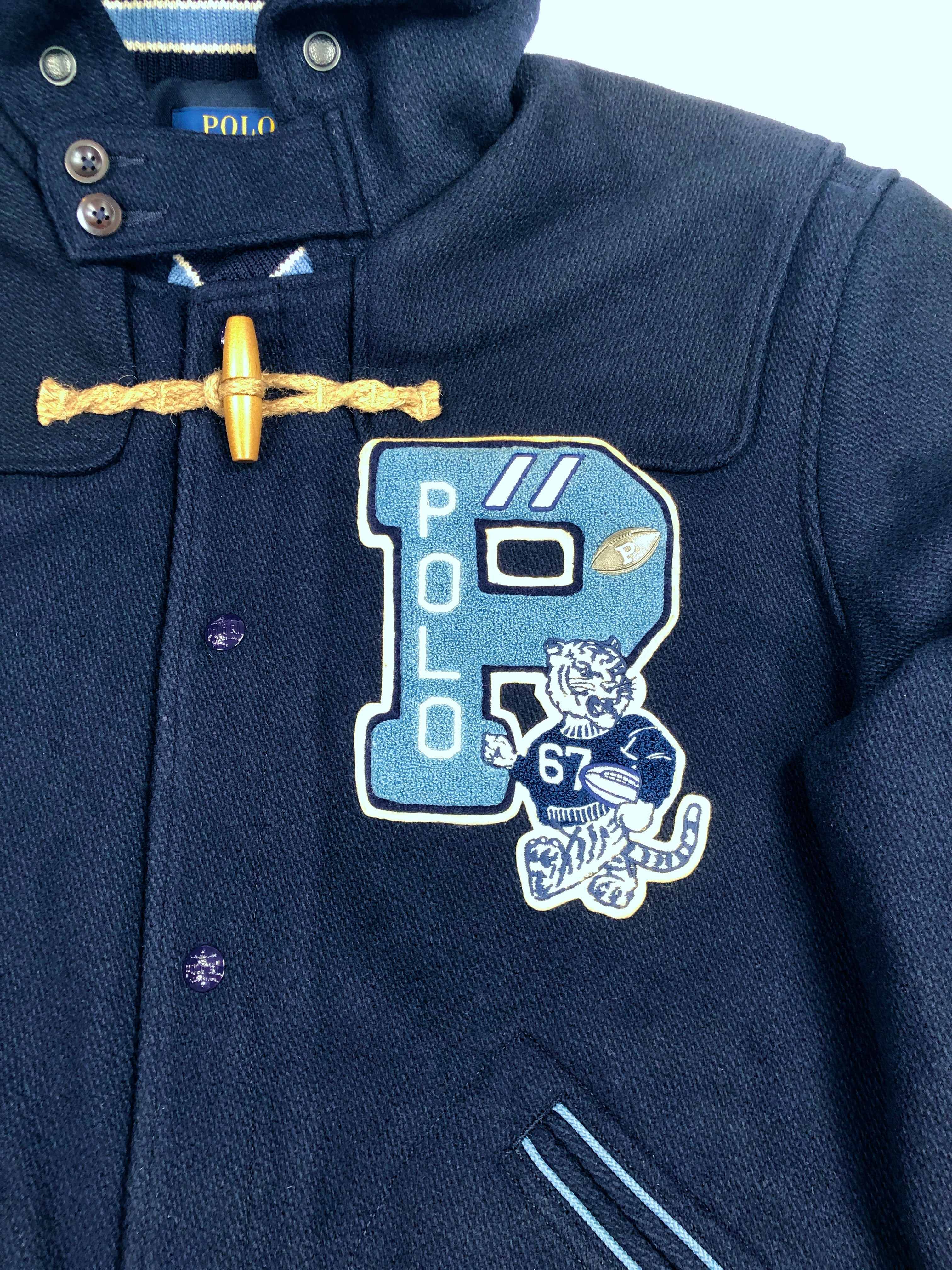 2XL Polo Ralph Lauren Navy BKLYN Tiger Letterman Toggle Varsity Jacket - Flashy Deals Store