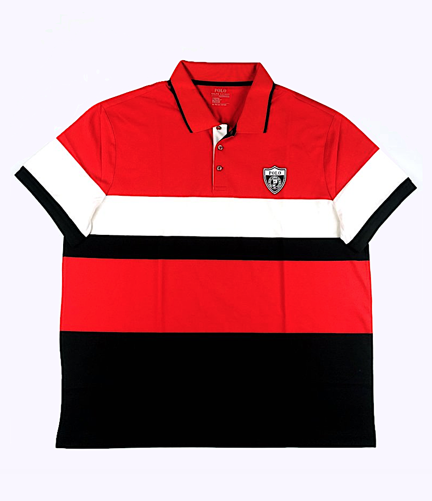 POLO RALPH LAUREN PWING SHIELD PATCH RED MULTI PERFORMANCE POLO SHIRT - Flashy Deals Store
