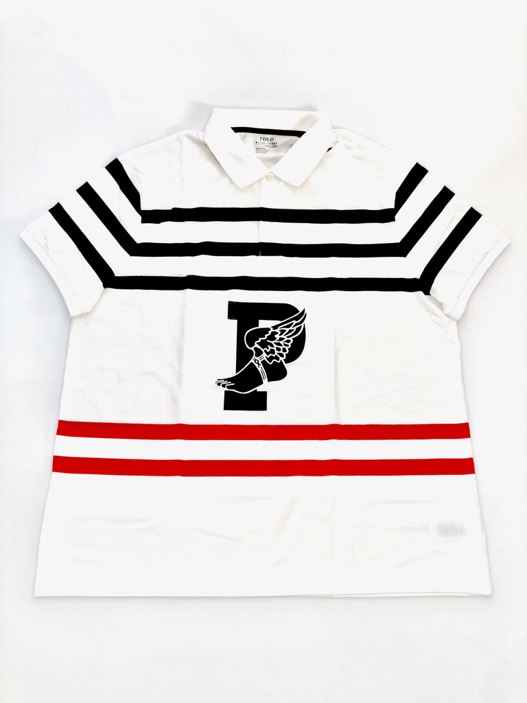 POLO RALPH LAUREN BIG PWING PATCH WHITE MULTI STRIPE RUGBY MESH POLO SHIRT - Flashy Deals Store