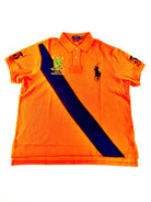 POLO RALPH LAUREN NAVY PONY CUSTOM FIT PRL ORANGE NAVY RUGBY MESH POLO SHIRT - Flashy Deals Store