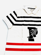 POLO RALPH LAUREN BIG PWING PATCH WHITE MULTI STRIPE RUGBY MESH POLO SHIRT - Flashy Deals Store