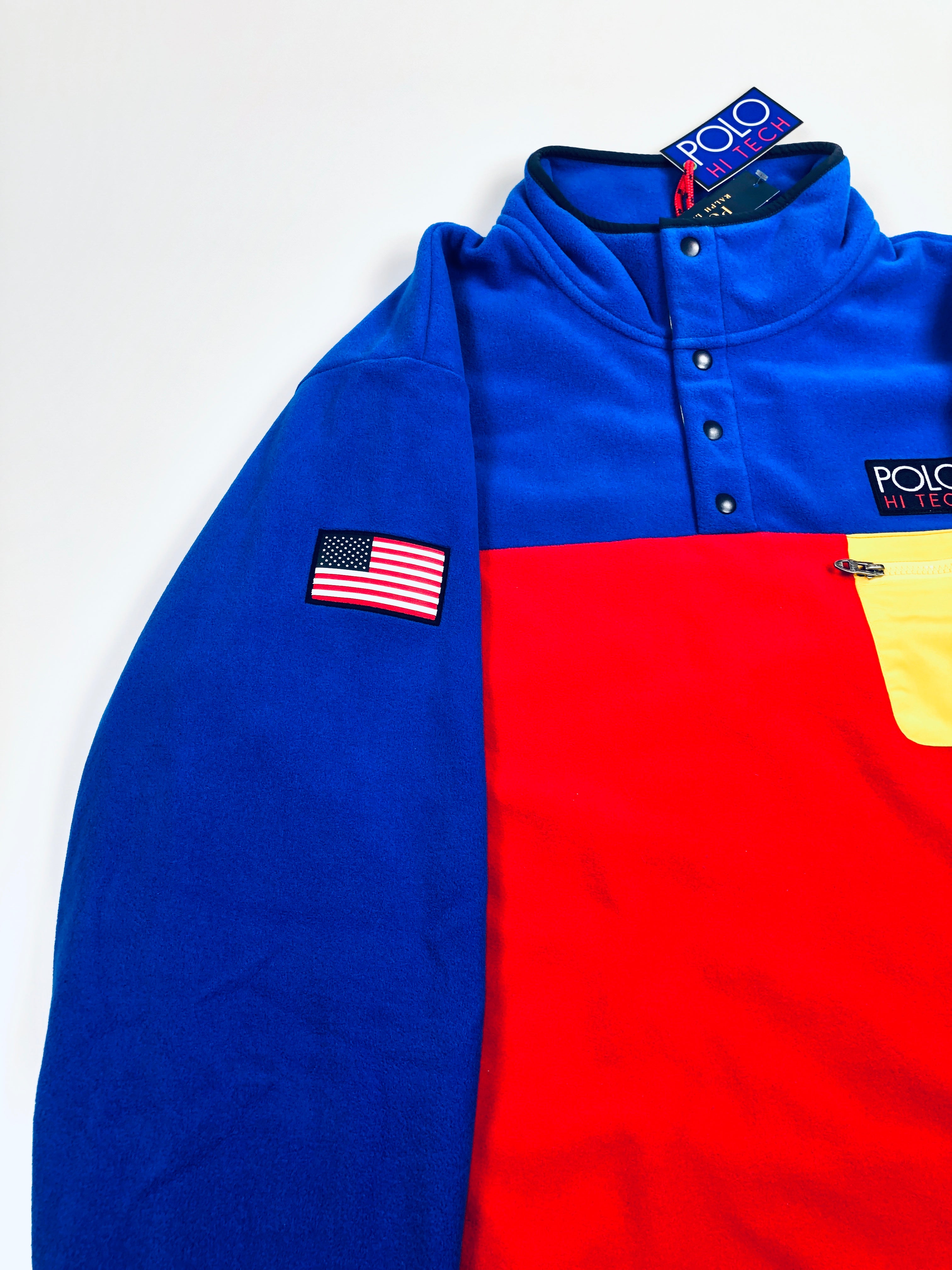 POLO RALPH LAUREN HI TECH P-93 RLPC67 COLORBLOCKED FLEECE PULLOVER SWEATSHIRT - Flashy Deals Store
