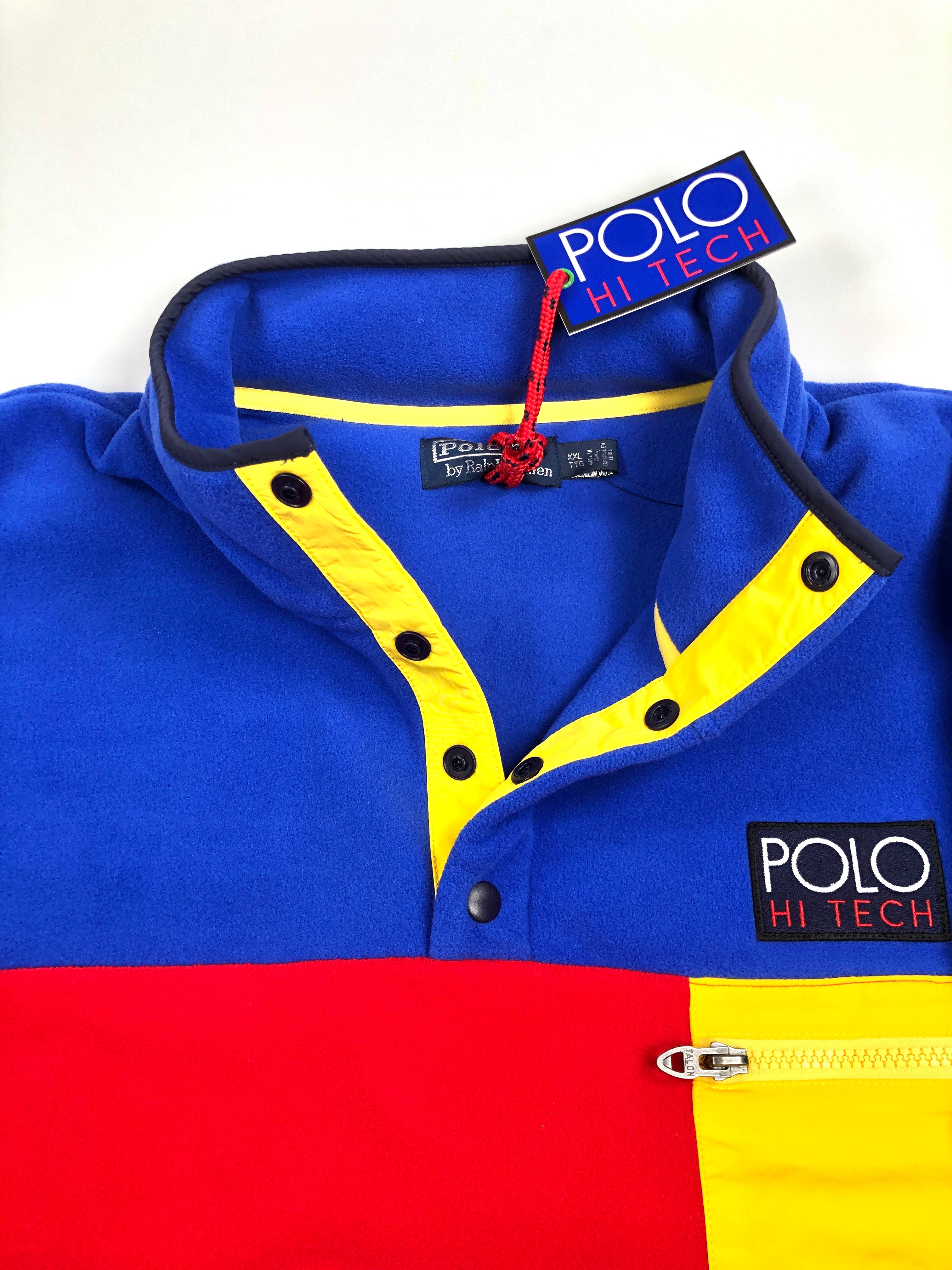 POLO RALPH LAUREN HI TECH P-93 RLPC67 COLORBLOCKED FLEECE PULLOVER SWEATSHIRT - Flashy Deals Store