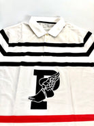 POLO RALPH LAUREN BIG PWING PATCH WHITE MULTI STRIPE RUGBY MESH POLO SHIRT - Flashy Deals Store