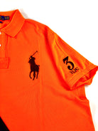 POLO RALPH LAUREN NAVY PONY CUSTOM FIT PRL ORANGE NAVY RUGBY MESH POLO SHIRT - Flashy Deals Store