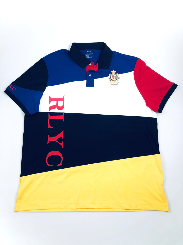 POLO RALPH LAUREN RLYC CROWN CREST CLASSIC FIT STRETCH MESH COLORBLOCKED POLO SHIRT - Flashy Deals Store