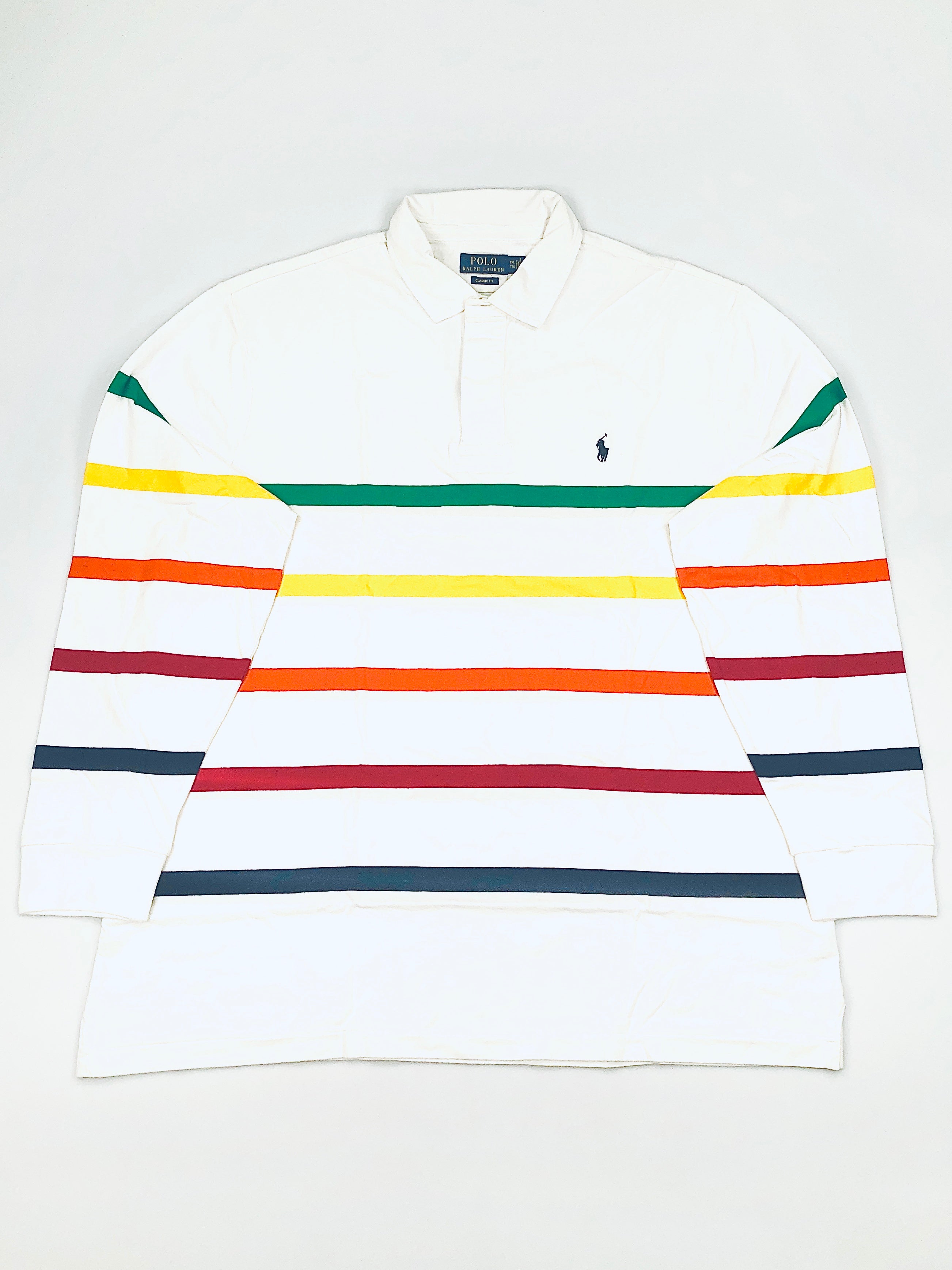 POLO RALPH LAUREN MEN'S CLASSIC FIT POLO SPORT WHITE MULTI RUGBY