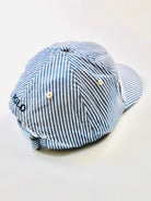 POLO RALPH LAUREN SEERSUCKER BLUE WHITE STRIPED HAT - Flashy Deals Store