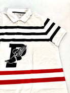 POLO RALPH LAUREN BIG PWING PATCH WHITE MULTI STRIPE RUGBY MESH POLO SHIRT - Flashy Deals Store