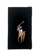 POLO RALPH LAUREN MERINO WOOL COLOR BIG PONY BLACK SCARF - Flashy Deals Store