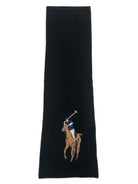 POLO RALPH LAUREN MERINO WOOL COLOR BIG PONY BLACK SCARF - Flashy Deals Store