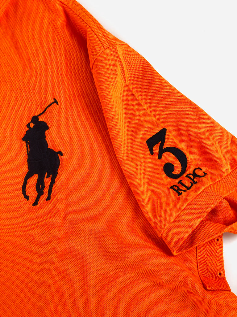 POLO RALPH LAUREN NAVY PONY CUSTOM FIT PRL ORANGE NAVY RUGBY MESH POLO SHIRT - Flashy Deals Store