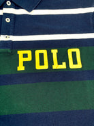 POLO RALPH LAUREN CLASSIC FIT RUGBY POLO SPELL OUT  NAVY MULTI MESH POLO SHIRT - Flashy Deals Store