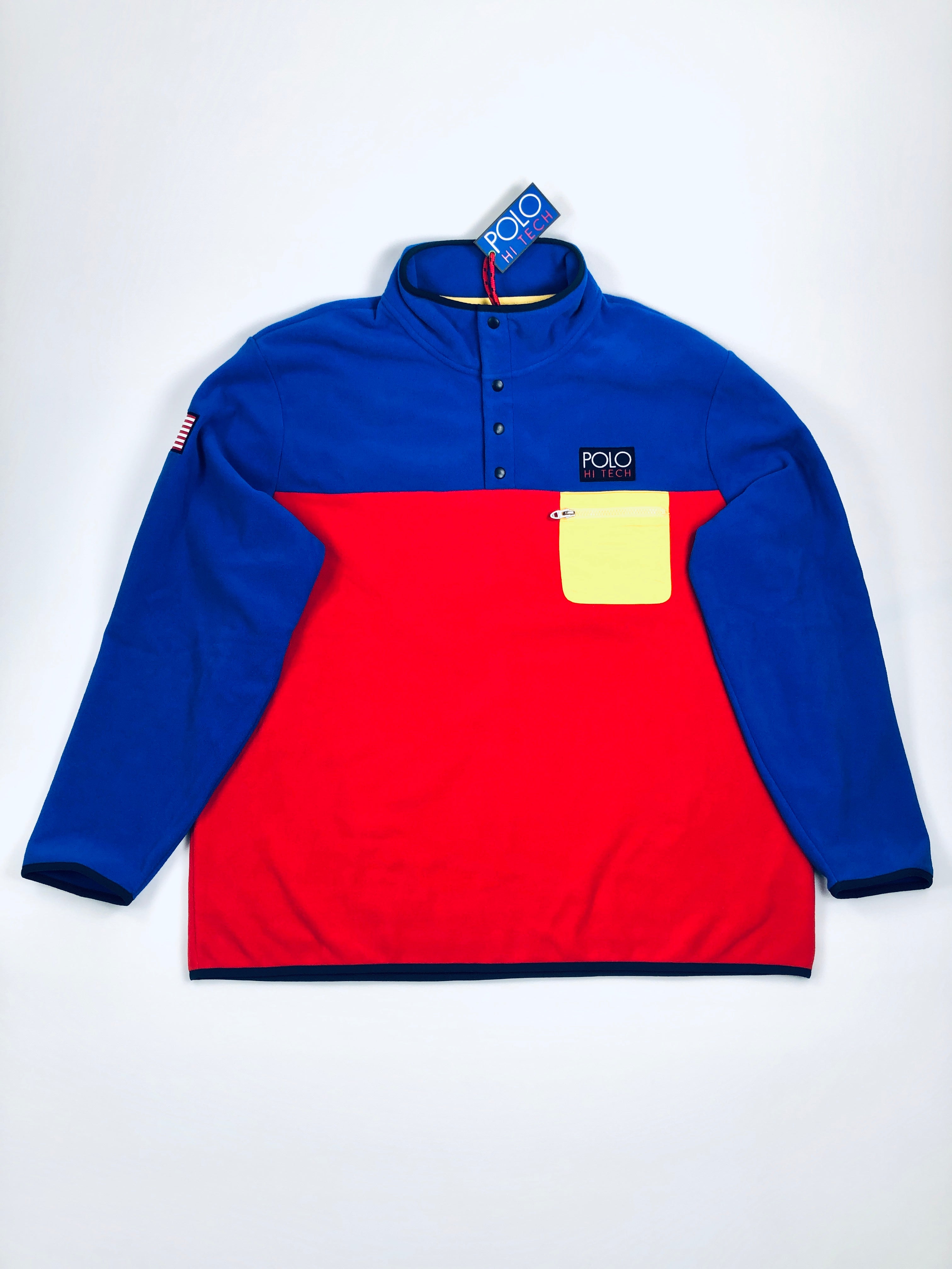 POLO RALPH LAUREN HI TECH P-93 RLPC67 COLORBLOCKED FLEECE PULLOVER SWEATSHIRT - Flashy Deals Store