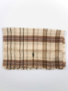 POLO RALPH LAUREN DESERT SAND PLAID LINEN NECK WRAP SCARF - Flashy Deals Store
