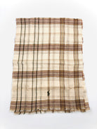 POLO RALPH LAUREN DESERT SAND PLAID LINEN NECK WRAP SCARF - Flashy Deals Store