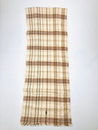 POLO RALPH LAUREN DESERT SAND PLAID LINEN NECK WRAP SCARF - Flashy Deals Store