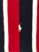 POLO RALPH LAUREN STRIPED MERINO-BLEND NAVY / RED / CREAM NECK WRAP WOOL SCARF - Flashy Deals Store